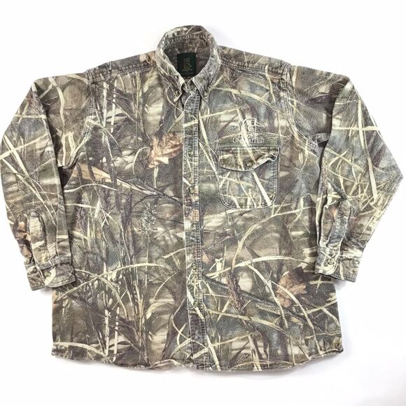 Ducks Unlimited mens Flannel shacket XL real Camo thick hunting Chamois cloth - Picture 1 of 4